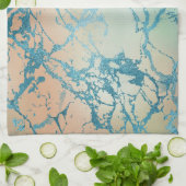Luxe Marble | Schöne Gelb-und Korallenvene Aquamar Geschirrtuch (Gefaltet)