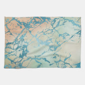 Luxe Marble | Schöne Gelb-und Korallenvene Aquamar Geschirrtuch (Horizontal)