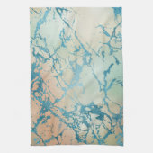 Luxe Marble | Schöne Gelb-und Korallenvene Aquamar Geschirrtuch (Vertikal)