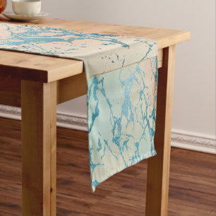 Luxe Marble Schöne Gelb-und Korallenvene Aquamar Kurzer Tischläufer