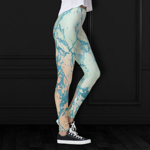 Luxe Marble   Schöne Gelb-und Korallenvene Aquamar Leggings