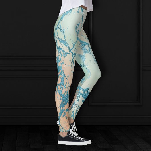 Luxe Marble | Schöne Gelb-und Korallenvene Aquamar Leggings