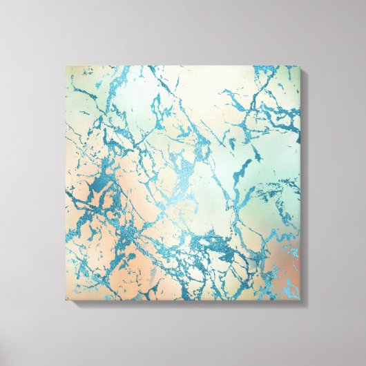Luxe Marble | Schöne Gelb-und Korallenvene Aquamar Leinwanddruck (Vorderseite)