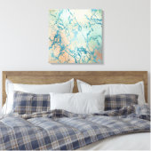 Luxe Marble | Schöne Gelb-und Korallenvene Aquamar Leinwanddruck (Insitu (Schlafzimmer))