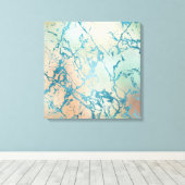 Luxe Marble | Schöne Gelb-und Korallenvene Aquamar Leinwanddruck (Insitu (Holzboden))