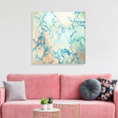 Luxe Marble | Schöne Gelb-und Korallenvene Aquamar Leinwanddruck (Insitu (Wohnzimmer))