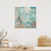 Luxe Marble | Schöne Gelb-und Korallenvene Aquamar Poster (Küche)