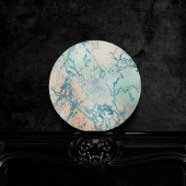 Luxe Marble | Schöne Gelb-und Korallenvene Aquamar Runde Wanduhr