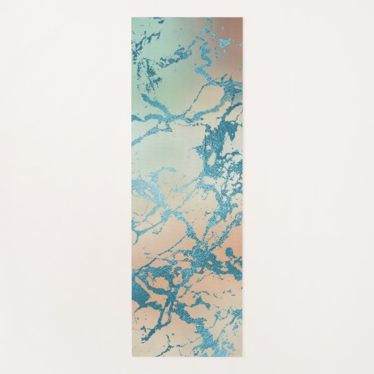 Luxe Marble | Schöne Gelb-und Korallenvene Aquamar Yogamatte (Vorderseite)