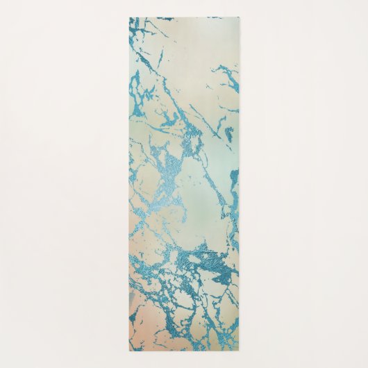 Luxe Marble | Schöne Gelb-und Korallenvene Aquamar Yogamatte (Rückseite)