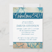 Luxe Marble | Schöne Koralle und Aquamarin fabelha Einladung (Vorderseite)