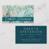 Luxe Marble | Schöne Koralle und Aquamarine Custom Visitenkarte (Vorne/Hinten)