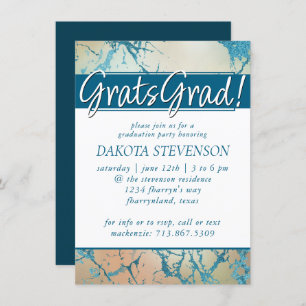 Luxe Marble Schöne Koralle und Aquamariner Absch Einladung