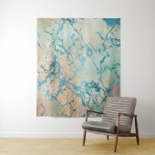 Luxe Marble | Schöne Koralle und Aquamariner Hinte Wandteppich (Beispiel)