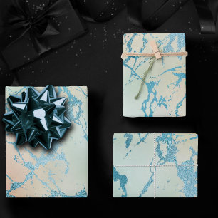 Luxe Marmor   Schön gelbe und korallen Türkisaderu Geschenkpapier Set