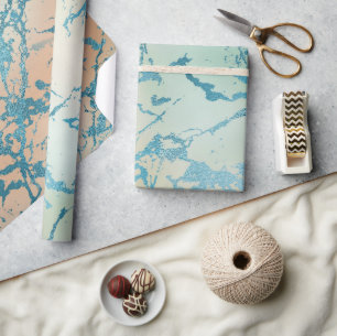 Luxe Marmor Schön gelbe und korallen türkisfarbe Geschenkpapier
