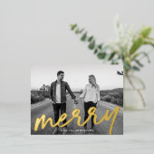 Luxe Merry Foto Folien Feiertagspostkarte (Stehend vorne)