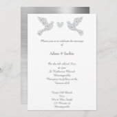 Luxe Metallic Silver Liebe Dove Wedding Einladung (Vorne/Hinten)