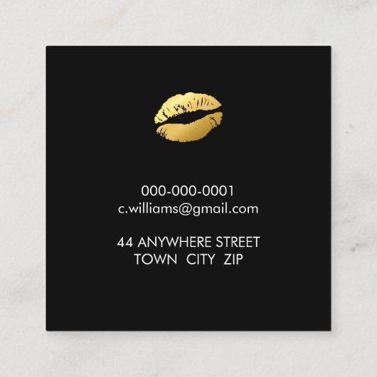 LUXE MINIMALISTISCH Glam Goldplash niedlich Kiss L Quadratische Visitenkarte (Rückseite)