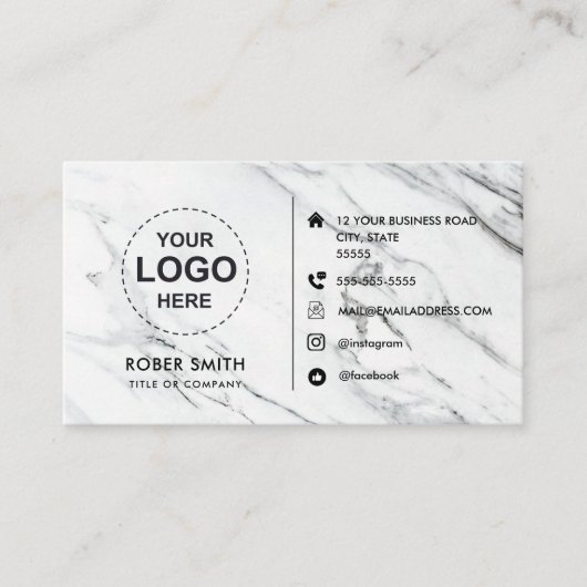 Luxe Minimalistisch Marble Business Card Visitenkarte (Vorderseite)