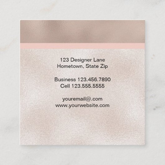 Luxe Minimalistischer moderner Quadratische Visitenkarte (Rückseite)