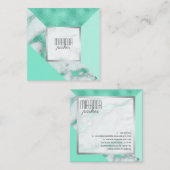 Luxe Mint Marble Geometric Square Business Card Quadratische Visitenkarte (Vorne/Hinten)