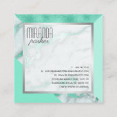 Luxe Mint Marble Geometric Square Business Card Quadratische Visitenkarte (Rückseite)