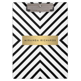 Luxe Mod Schwarz und Weiß Muster mit Gold Bar Klemmbrett