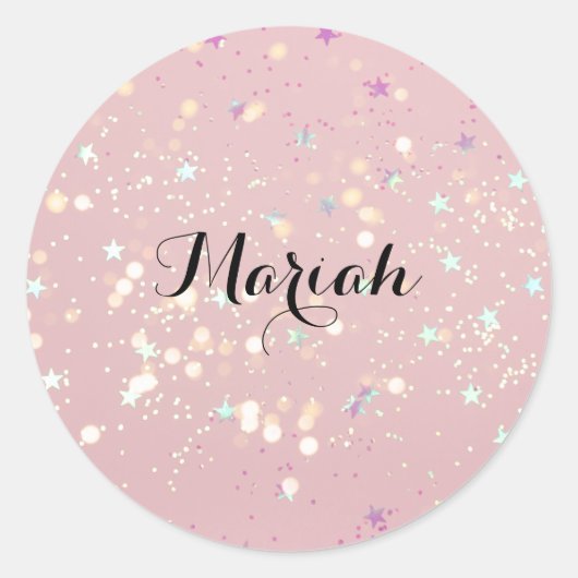 luxe modern romantinc girl runder aufkleber (Vorderseite)