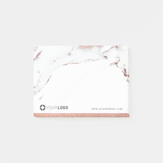 Luxe moderne Imitate Rose Gold Marmor Firmenlogo Post-it Klebezettel (Vorderseite)