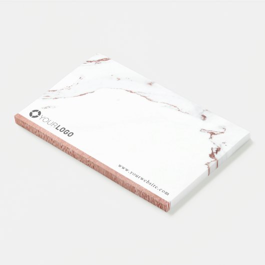 Luxe moderne Imitate Rose Gold Marmor Firmenlogo Post-it Klebezettel (angewinkelt)