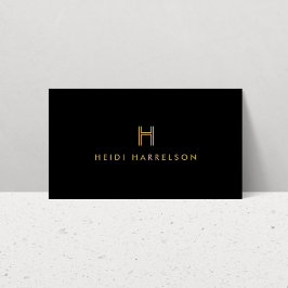Luxe moderne Schwarz-Gold Monogram Visitenkarte