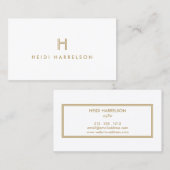 LUXE MODERNES GOLD UND WEISS-MONOGRAMM-LOGO VISITENKARTE (Vorne/Hinten)