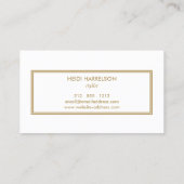 LUXE MODERNES GOLD UND WEISS-MONOGRAMM-LOGO VISITENKARTE (Rückseite)