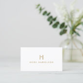 LUXE MODERNES GOLD UND WEISS-MONOGRAMM-LOGO VISITENKARTE (Stehend Vorderseite)