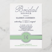 Luxe Monogram Chic Brautparty Green Silver Folieneinladung (Vorderseite)