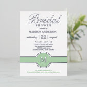 Luxe Monogram Chic Brautparty Green Silver Folieneinladung (Stehend vorne)
