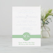 Luxe Monogram Modern Wedding Green Silberfolie Folieneinladung (Stehend vorne)