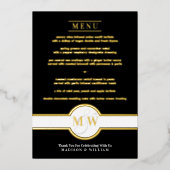 Luxe Monogram Modernes elegantes Menü Schwarz und  Folieneinladung (Vorderseite)