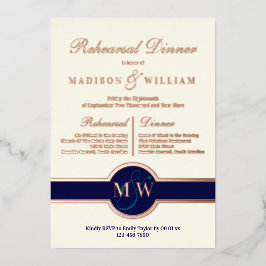 Luxe Monogram Probe Dinner Rose Gold Folieneinladung