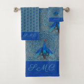Luxe Monogram Turquoise Aquamarin Blue Peacock Pat Badhandtuch Set (Insitu)