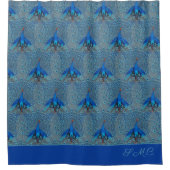 Luxe Monogram Turquoise Aquamarin Blue Peacock Pat Duschvorhang (Vorderseite)