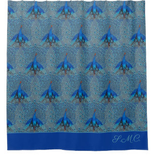 Luxe Monogram Turquoise Aquamarin Blue Peacock Pat Duschvorhang