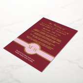 Luxe Monogram Wedding Program Burgundy Gold Folieneinladung (Gedreht)