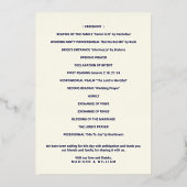 Luxe Monogram Wedding Program Navy Rose Gold Folieneinladung (Rückseite)