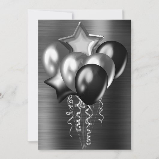 LUXE MOODY BLACK METALLIC BALLOON INVITATION EINLADUNG (Rückseite)