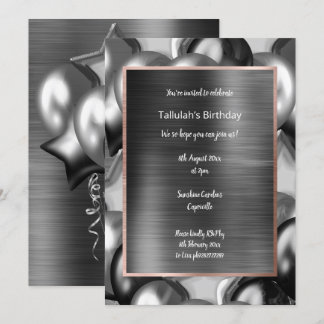 LUXE MOODY BLACK METALLIC BALLOON INVITATION EINLADUNG