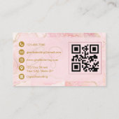 Luxe Nail Technician Blush Pink Gold Agate QR Code Visitenkarte (Rückseite)