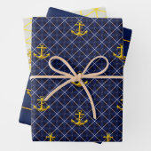 Luxe Nautical Navy und Gold Anchor Geschenkpapier Set (Beispiel)
