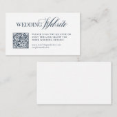 Luxe Navy Blau | Hochzeitswebsite QR Code Begleitkarte (Vorne/Hinten)